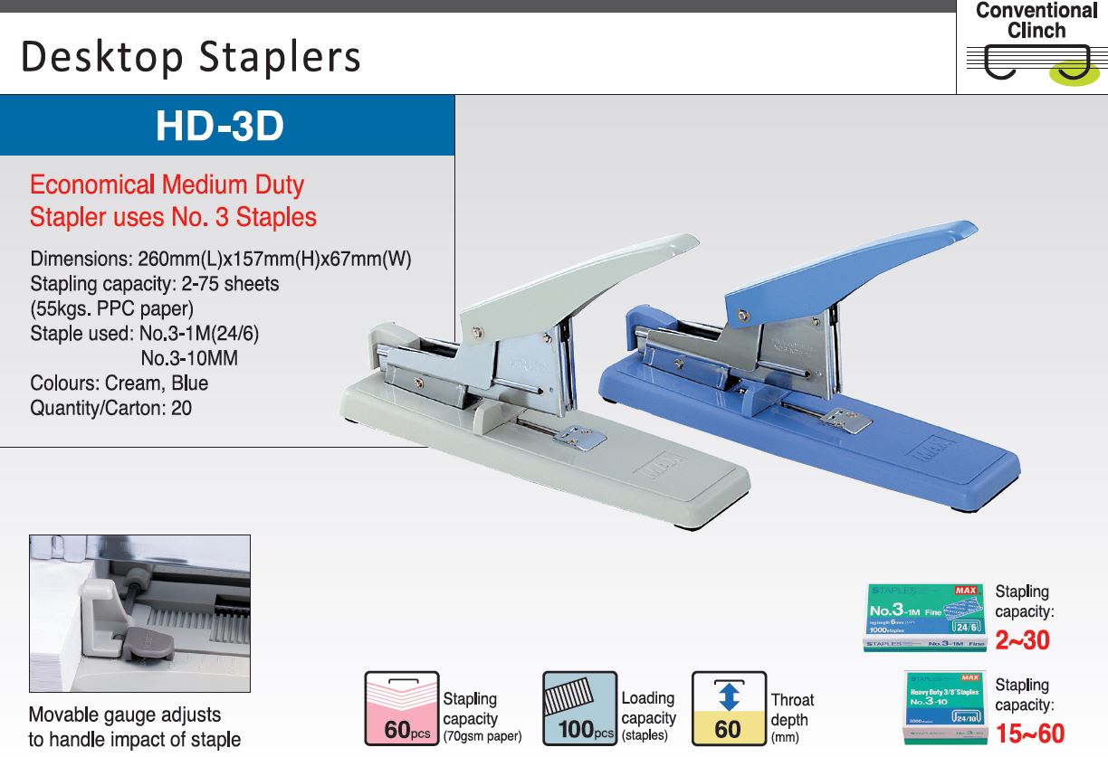 Max Heavy Duty Stapler HD3D